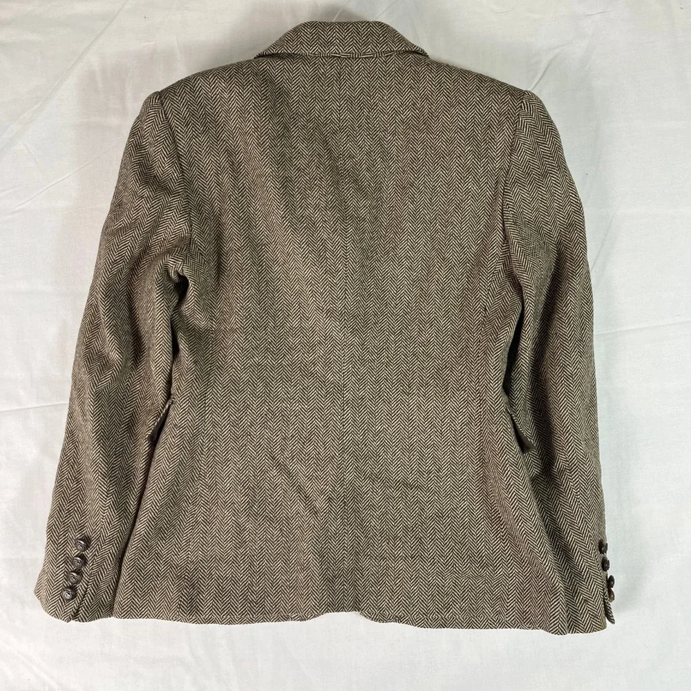 Lauren Ralph Lauren Blazer Women 4 Brown Good Herringbone Wool 4-Button USA Made